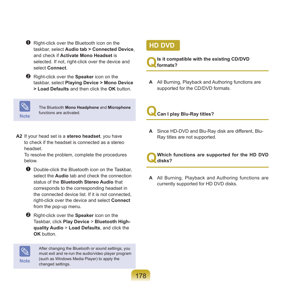 Hd dvd, 178 hd dvd | Samsung X22 User Manual | Page 179 / 197