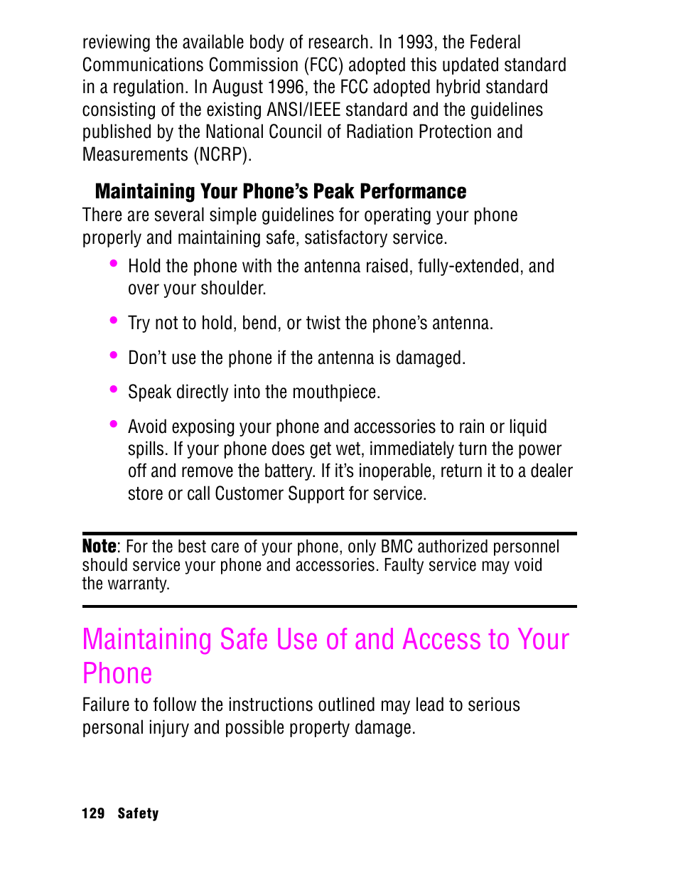 Maintaining safe use of and access to your phone | Samsung SPH A740 User Manual | Page 138 / 150