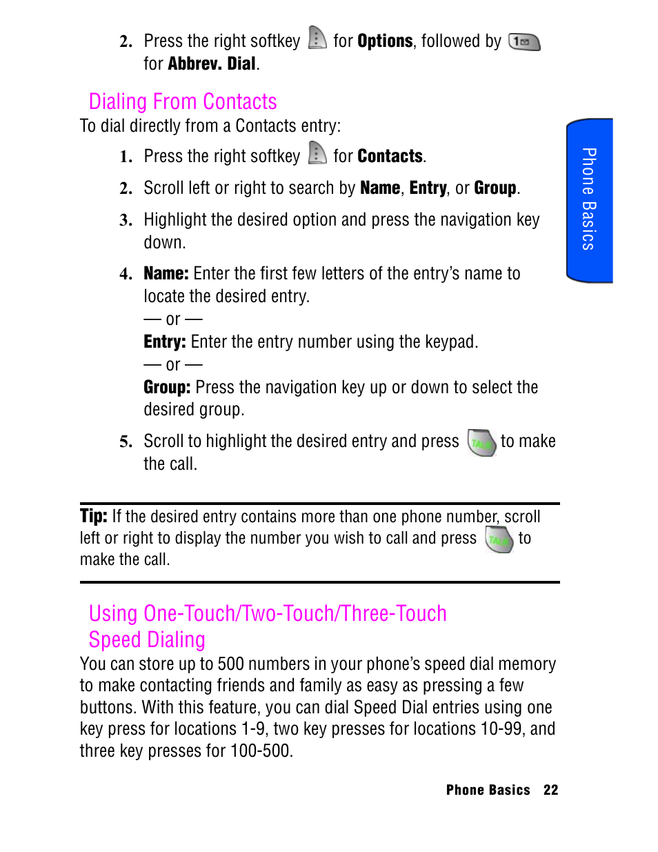 Dialing from contacts | Samsung SPH A740 User Manual | Page 31 / 150