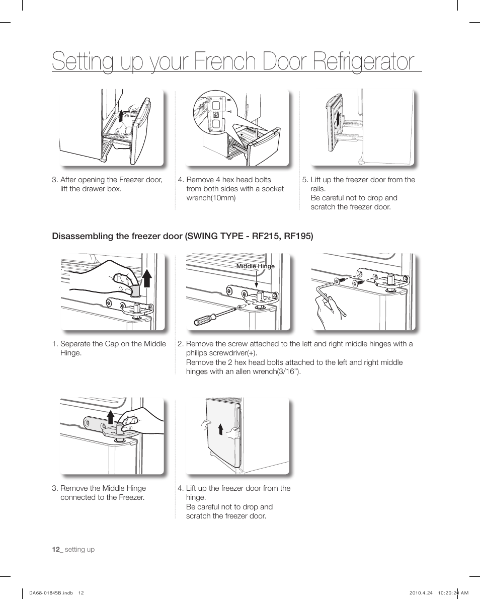 Setting up your french door refrigerator | Samsung RF215** User Manual | Page 12 / 34