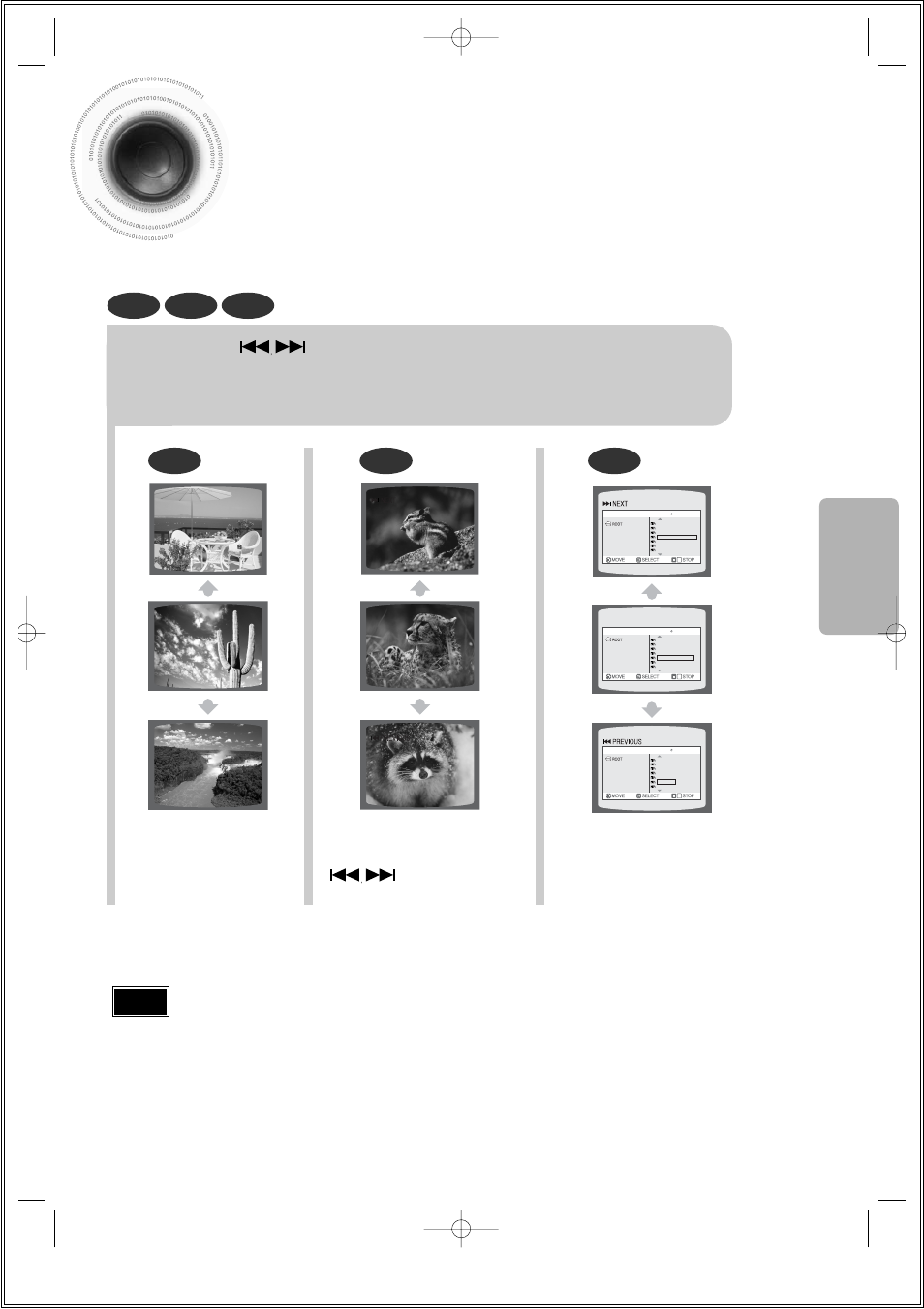 Skipping scenes/songs, Skipping scenes/songs 34, Briefly press | Opera tion | Samsung 20051111115925328 User Manual | Page 35 / 90