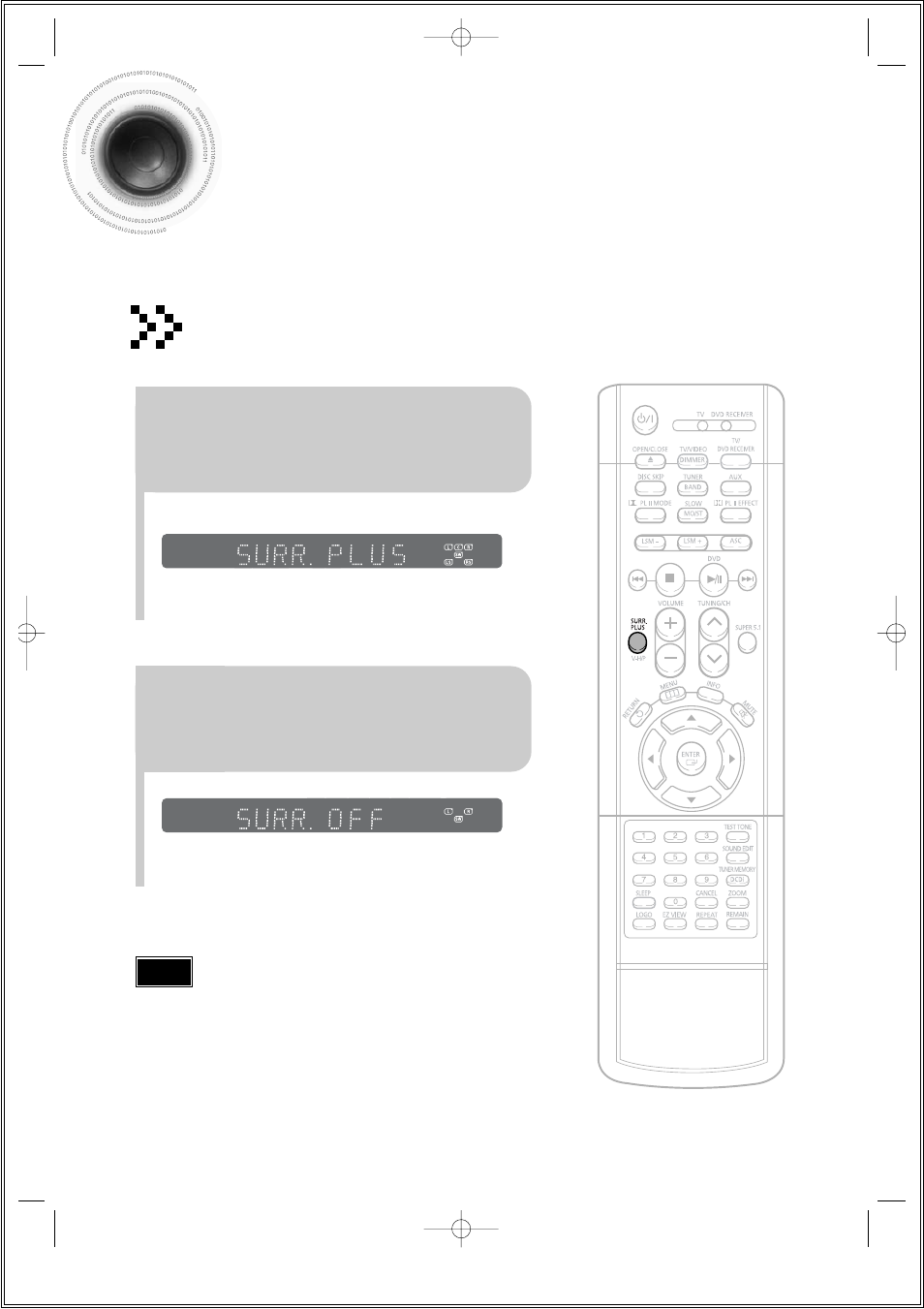 Surround plus, 73 surround plus | Samsung 20051111115925328 User Manual | Page 74 / 90