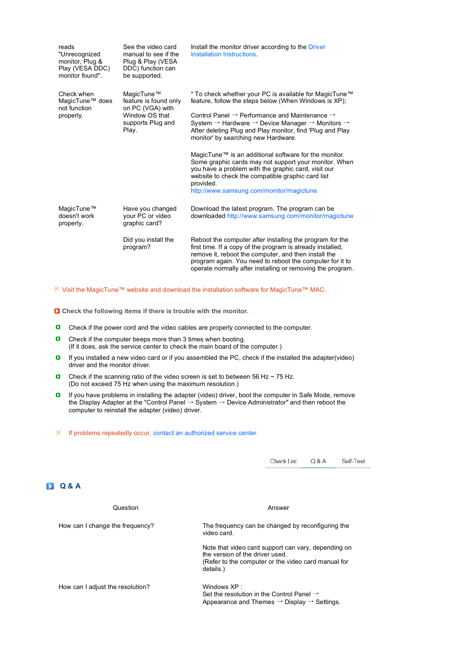 Q & a | Samsung 2032GWPlus User Manual | Page 10 / 12