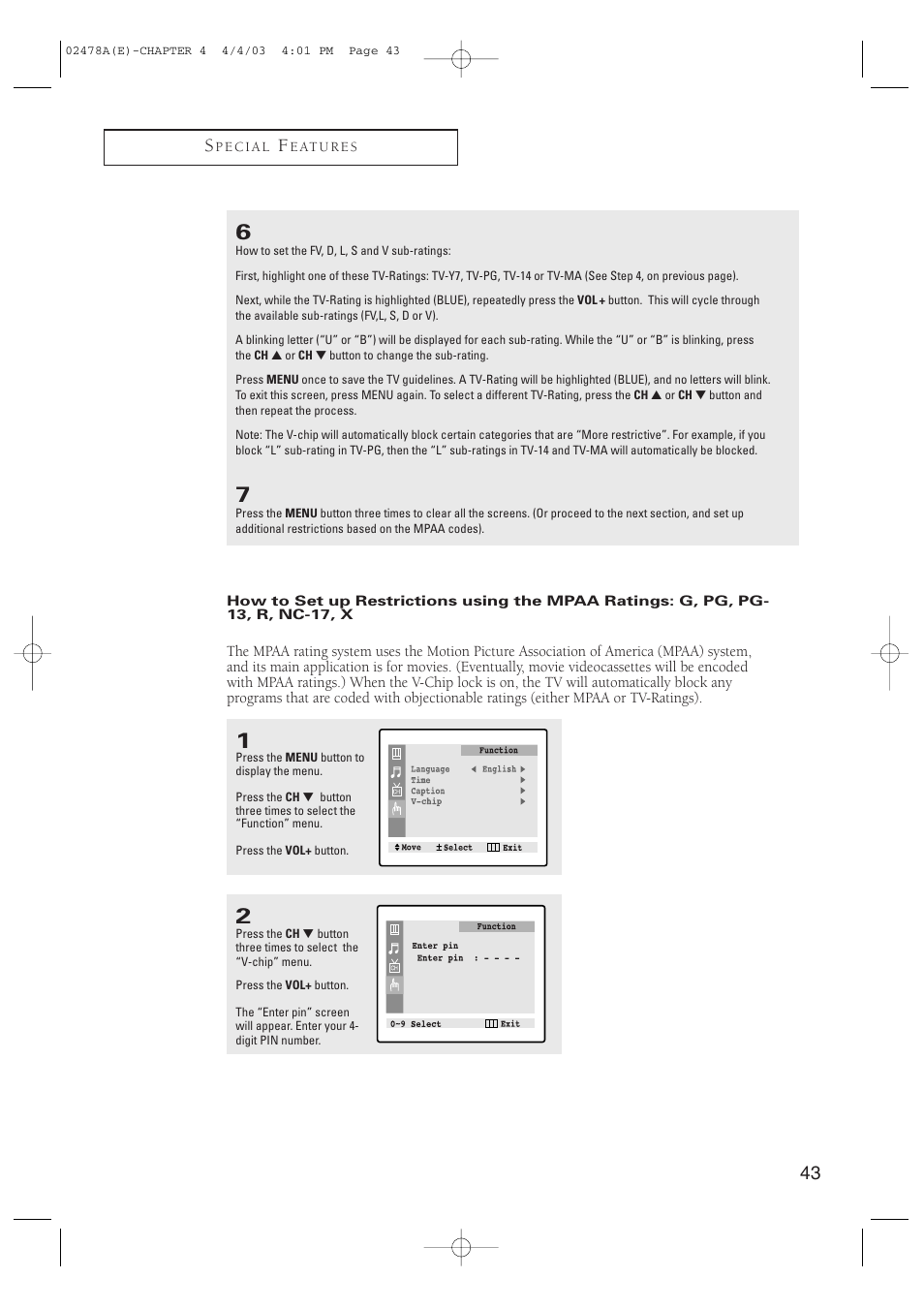 43 s | Samsung CT-21K5W User Manual | Page 43 / 46