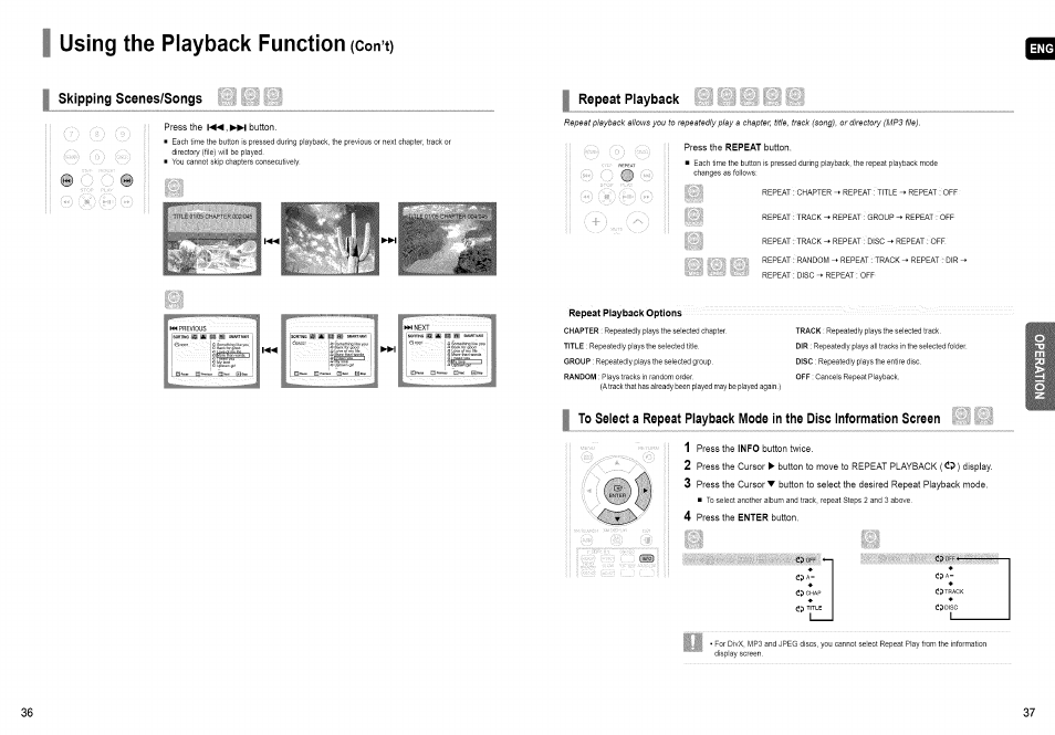 Using the playback function, Con’t) | Samsung HT-TX72 User Manual | Page 19 / 39