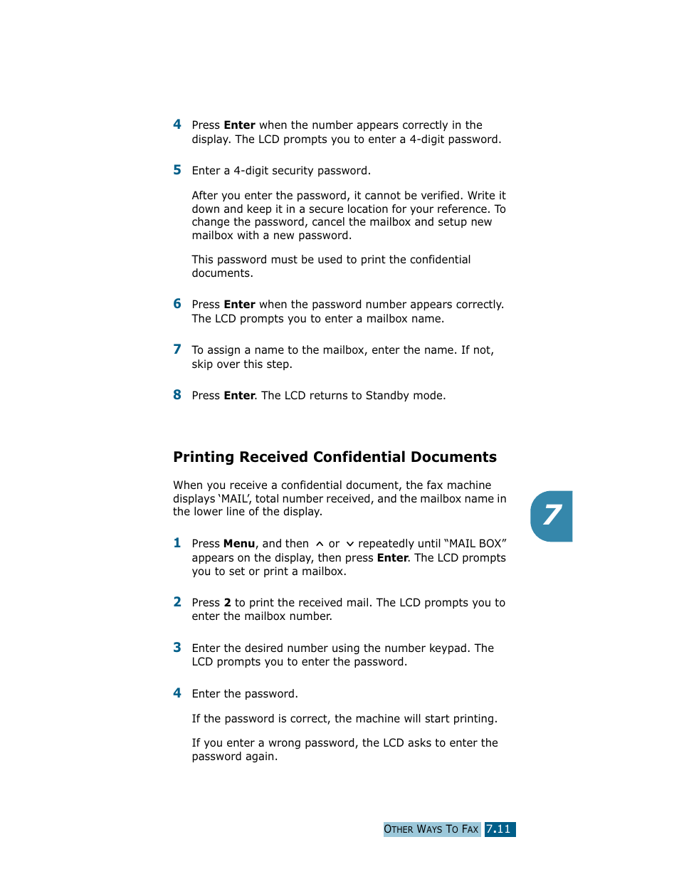 Printing received confidential documents | Samsung Msys SF-830 User Manual | Page 96 / 156