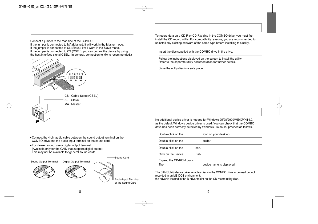 Samsung COMBO DRIVE SM-316 User Manual | Page 5 / 10