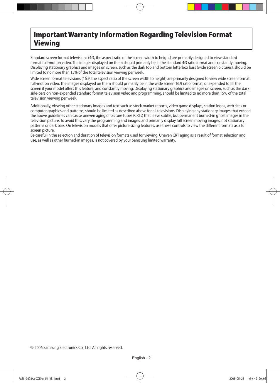 Samsung WS-32Z308T User Manual | Page 2 / 32