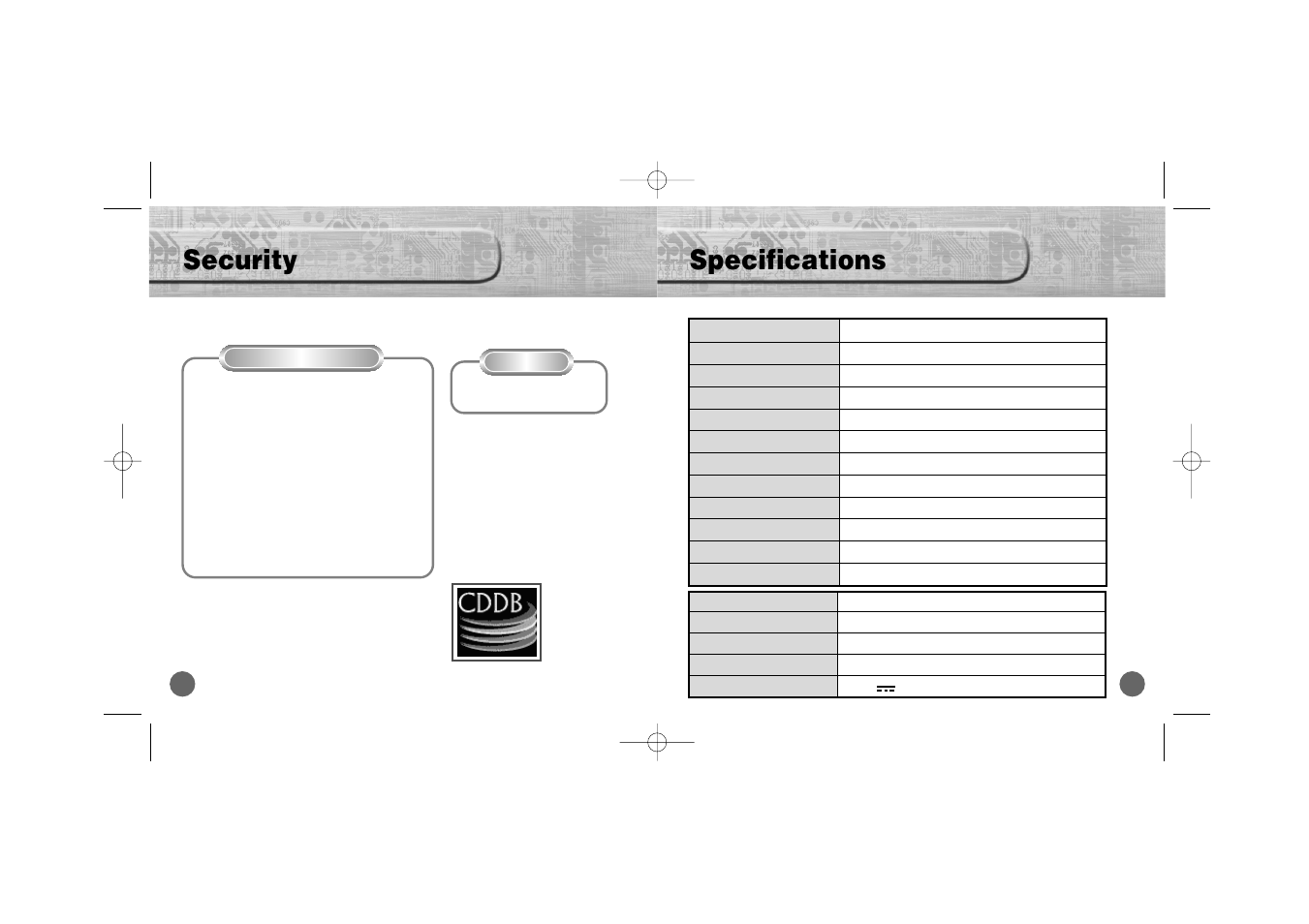 Security, Specifications | Samsung YP-700 User Manual | Page 40 / 44