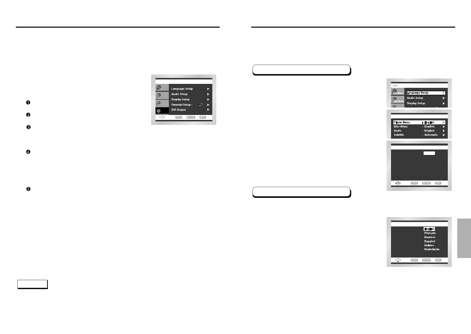 Using the setup menu, Setting up the language features | Samsung DVD-HD935 User Manual | Page 20 / 26