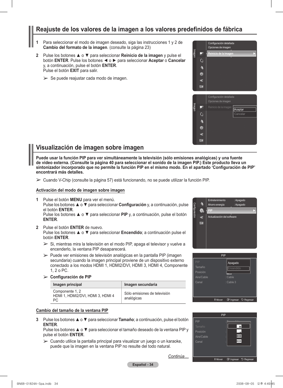 Visualización de imagen sobre imagen | Samsung BN68-01824A-00 User Manual | Page 153 / 230