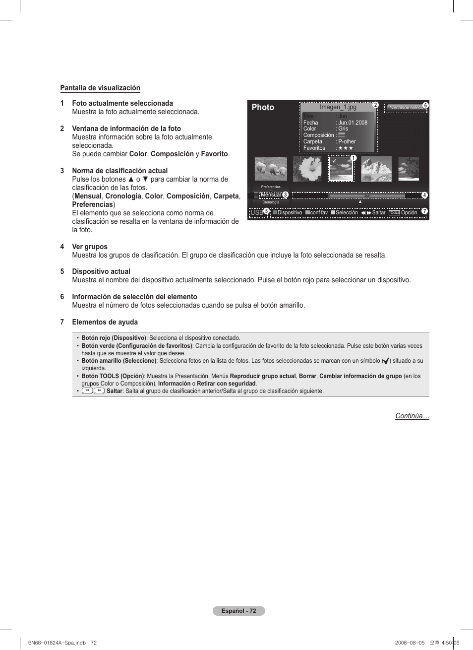 Photo, Continúa | Samsung BN68-01824A-00 User Manual | Page 191 / 230