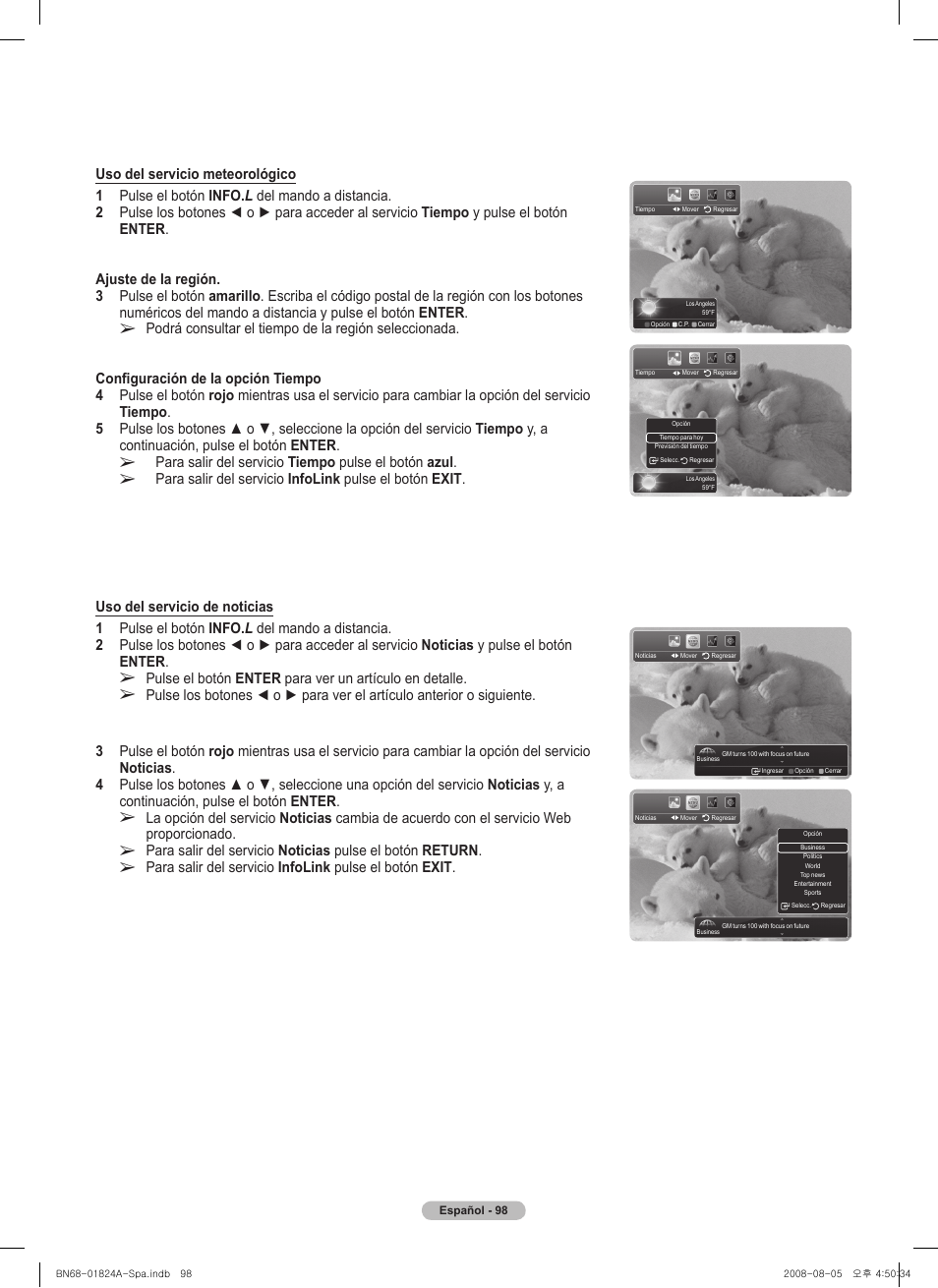 Para salir del servicio tiempo pulse el botón azul | Samsung BN68-01824A-00 User Manual | Page 217 / 230