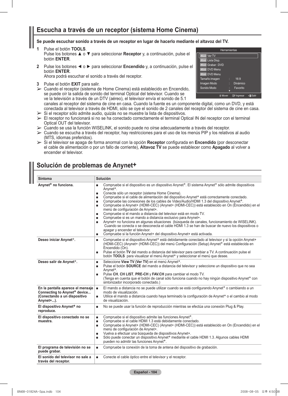 Solución de problemas de anynet | Samsung BN68-01824A-00 User Manual | Page 223 / 230