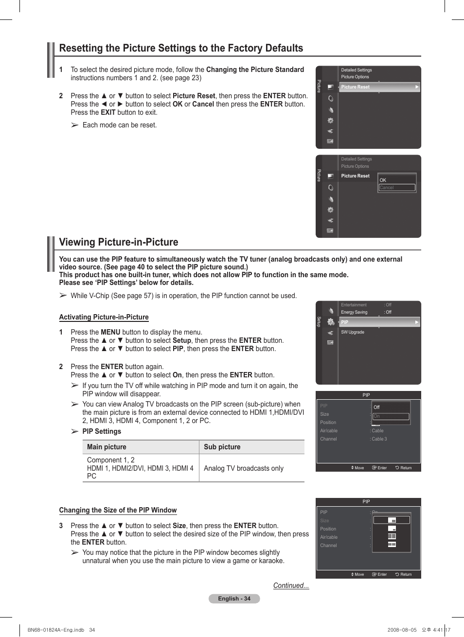 Viewing picture-in-picture | Samsung BN68-01824A-00 User Manual | Page 34 / 230