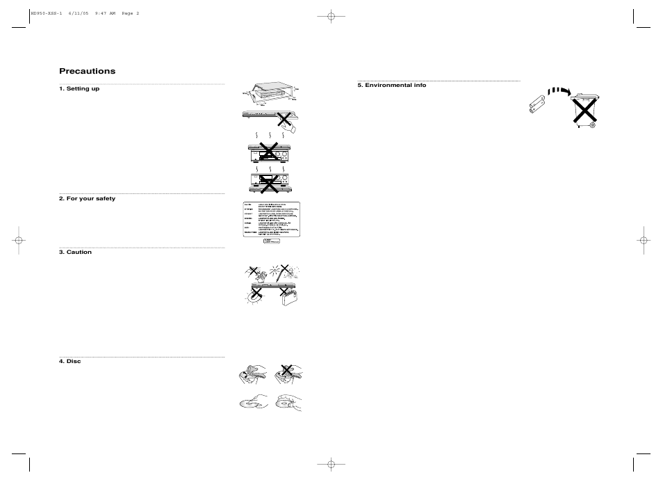 Precautions | Samsung DVD-HD950 User Manual | Page 2 / 38