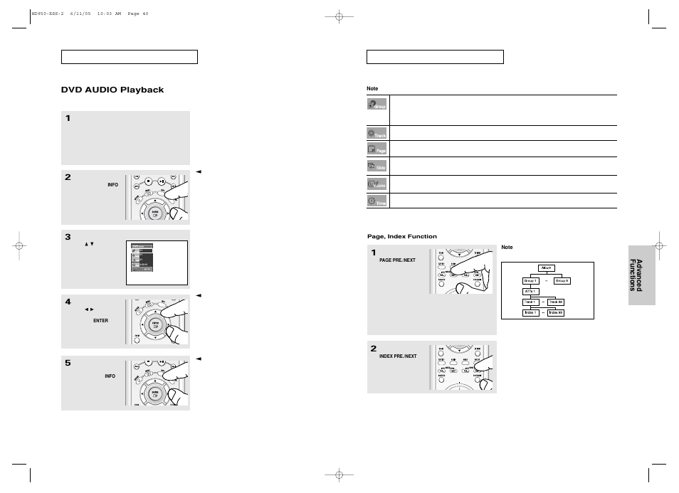 Dvd audio playback | Samsung DVD-HD950 User Manual | Page 21 / 38
