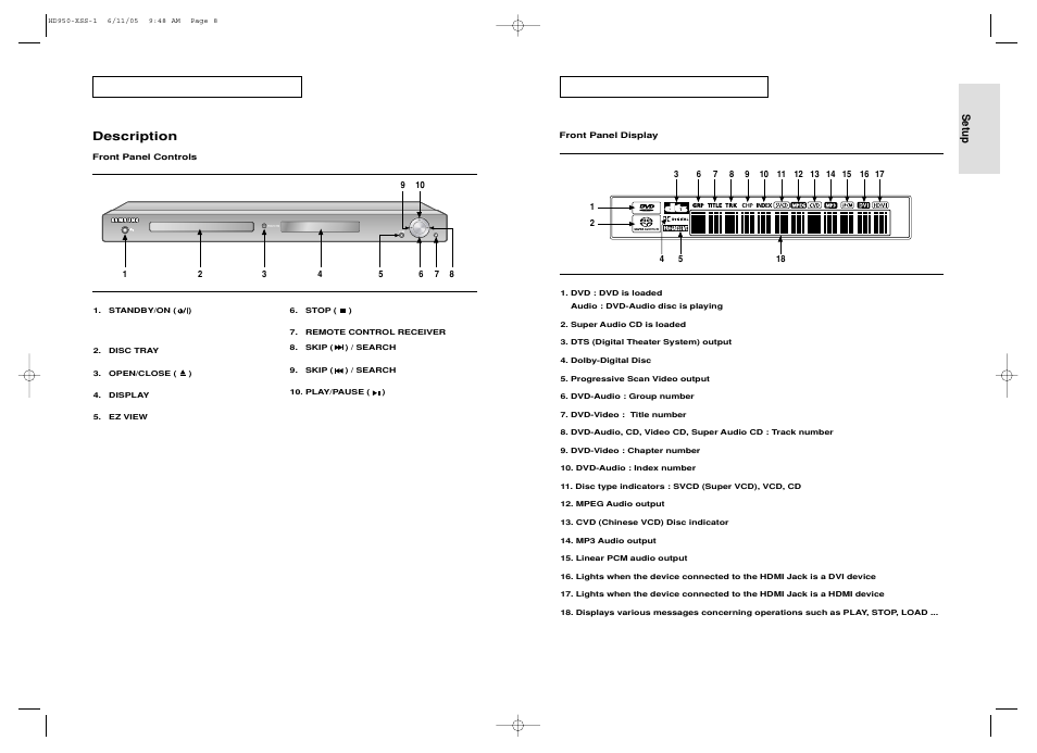 Description | Samsung DVD-HD950 User Manual | Page 5 / 38