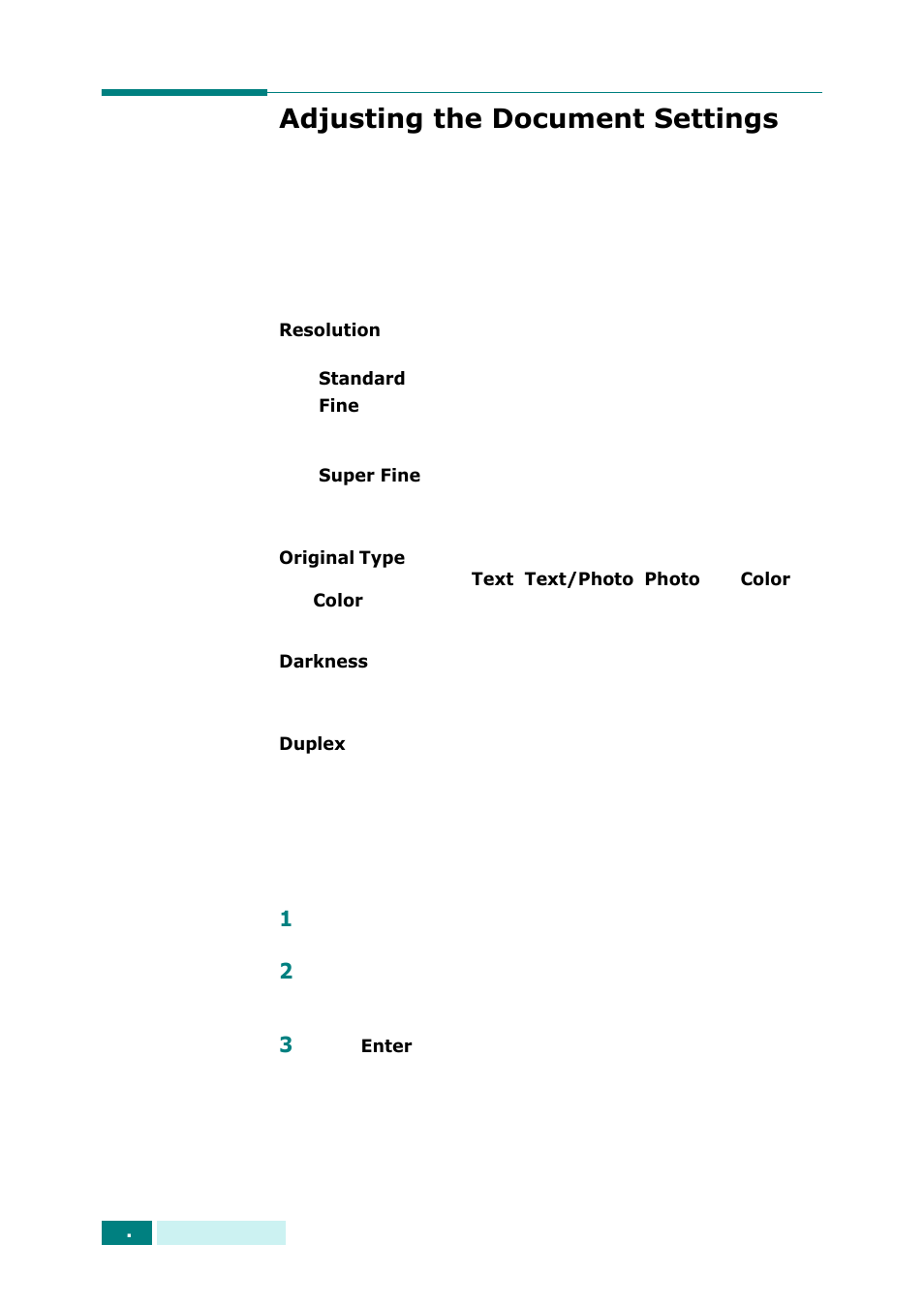 Adjusting the document settings, S, see “adjusting the document | Samsung SCX-6320F User Manual | Page 254 / 330