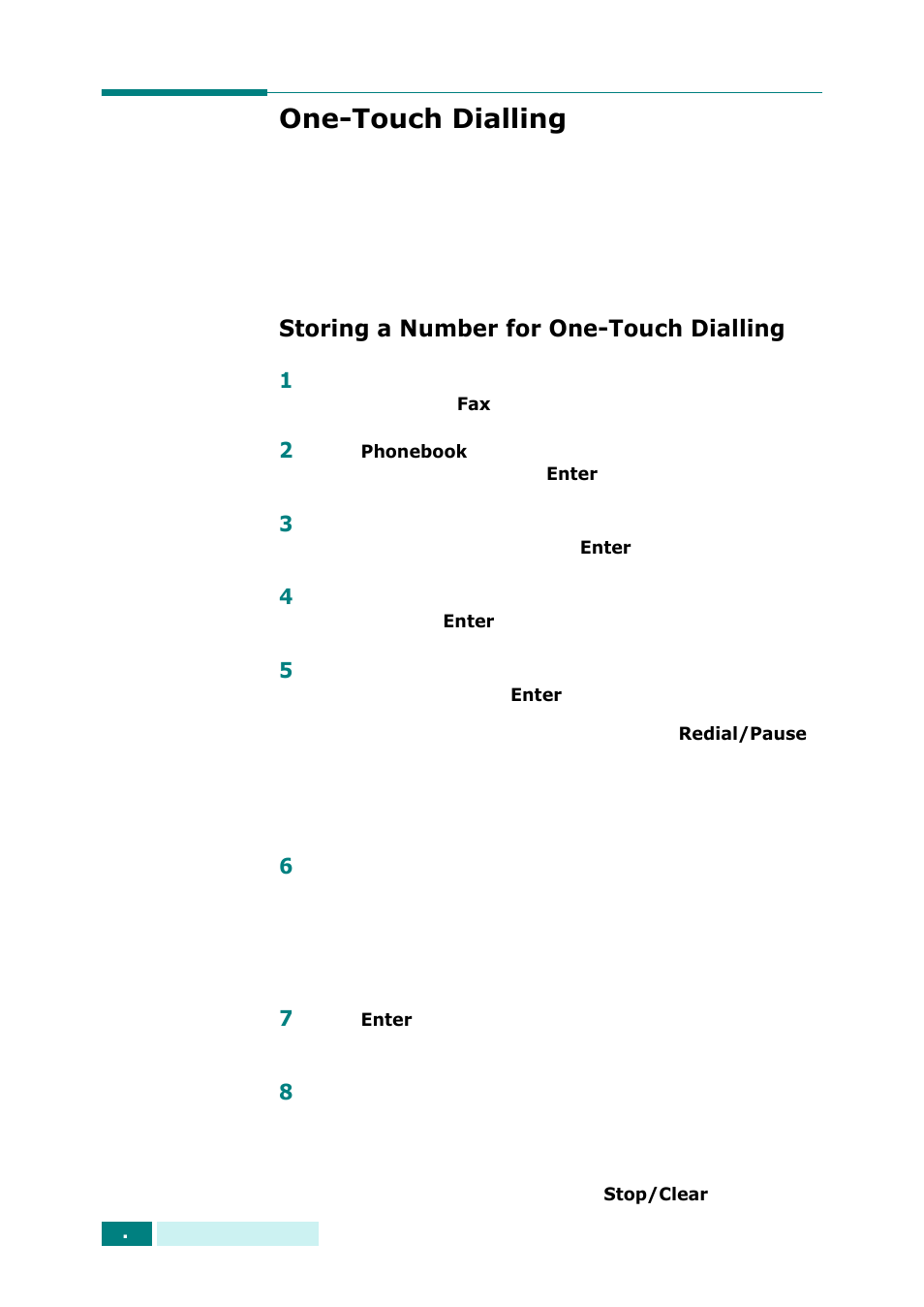 One-touch dialling, Storing a number for one-touch dialling | Samsung SCX-6320F User Manual | Page 264 / 330