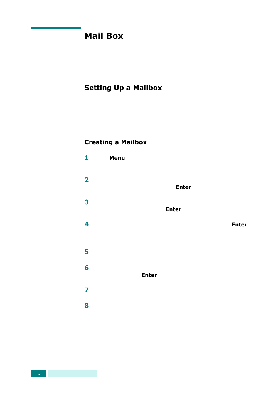 Mail box, Setting up a mailbox | Samsung SCX-6320F User Manual | Page 284 / 330