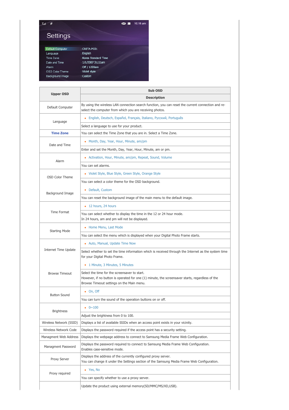 Settings | Samsung SAMTRON 72V User Manual | Page 19 / 38