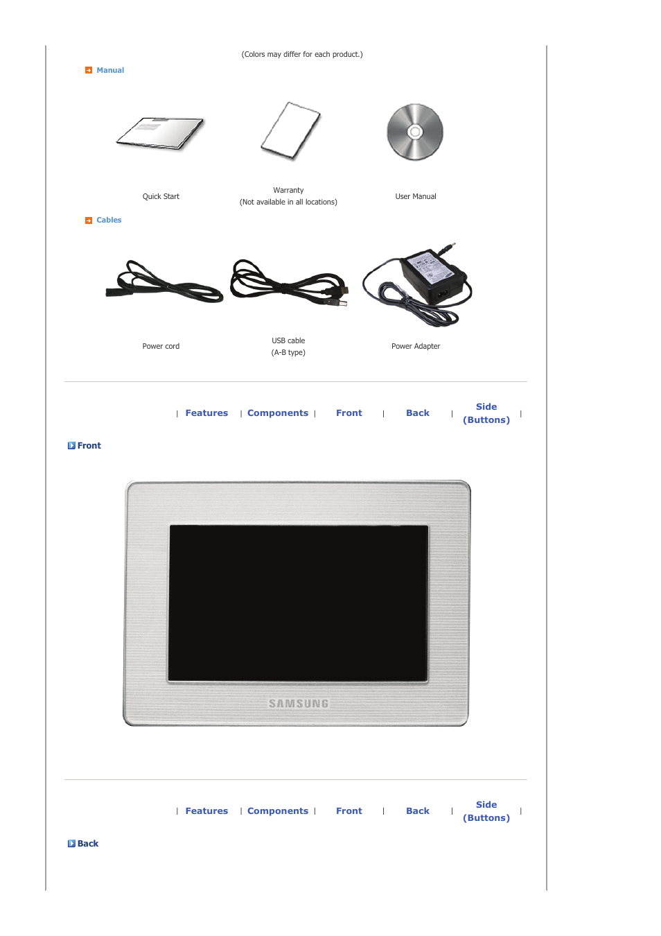 Front | Samsung SAMTRON 72V User Manual | Page 8 / 38