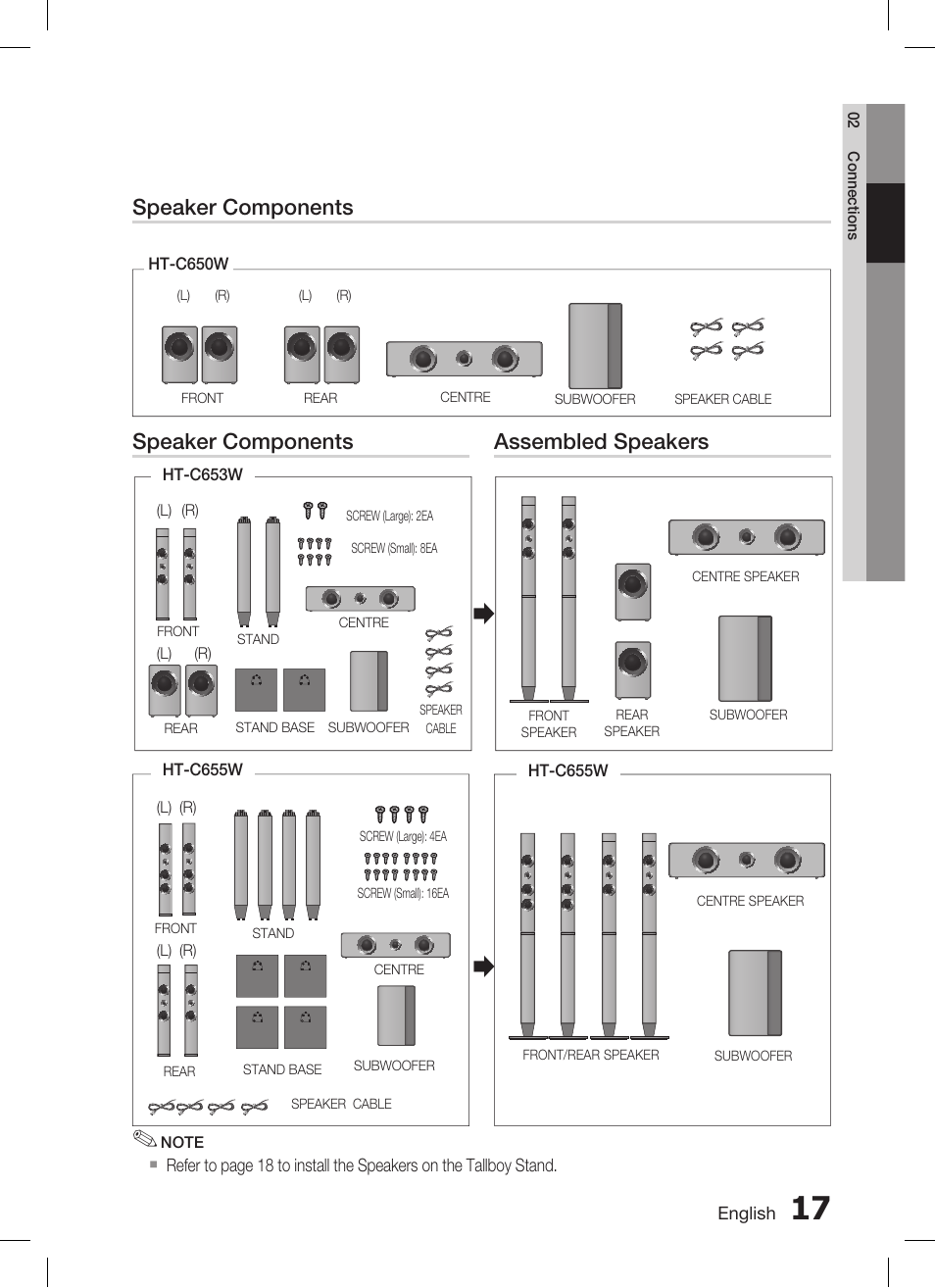Speaker components, Assembled speakers | Samsung AH68-02269K User Manual | Page 17 / 48