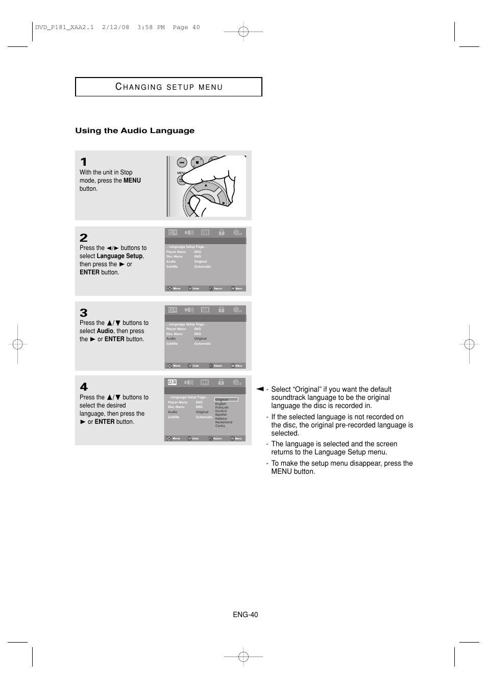 Samsung DVD-P181 User Manual | Page 40 / 55