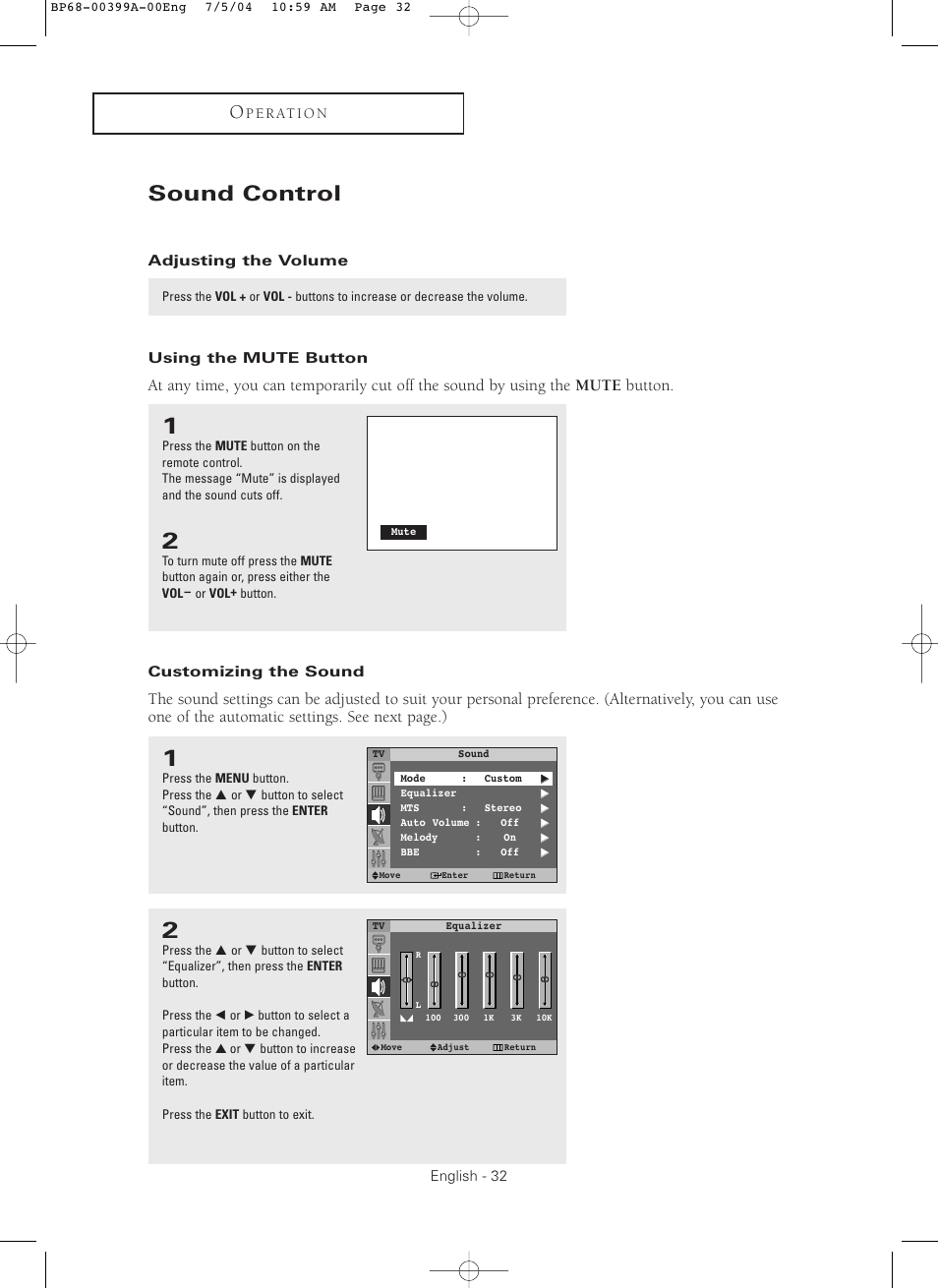 Sound control | Samsung HC P4241W User Manual | Page 32 / 59