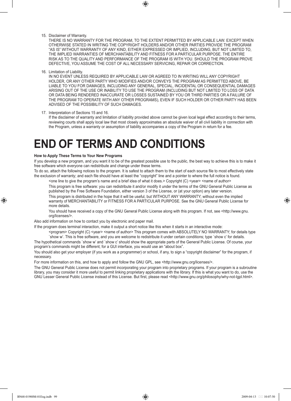 End of terms and conditions | Samsung BN68-01900M-01 User Manual | Page 99 / 107