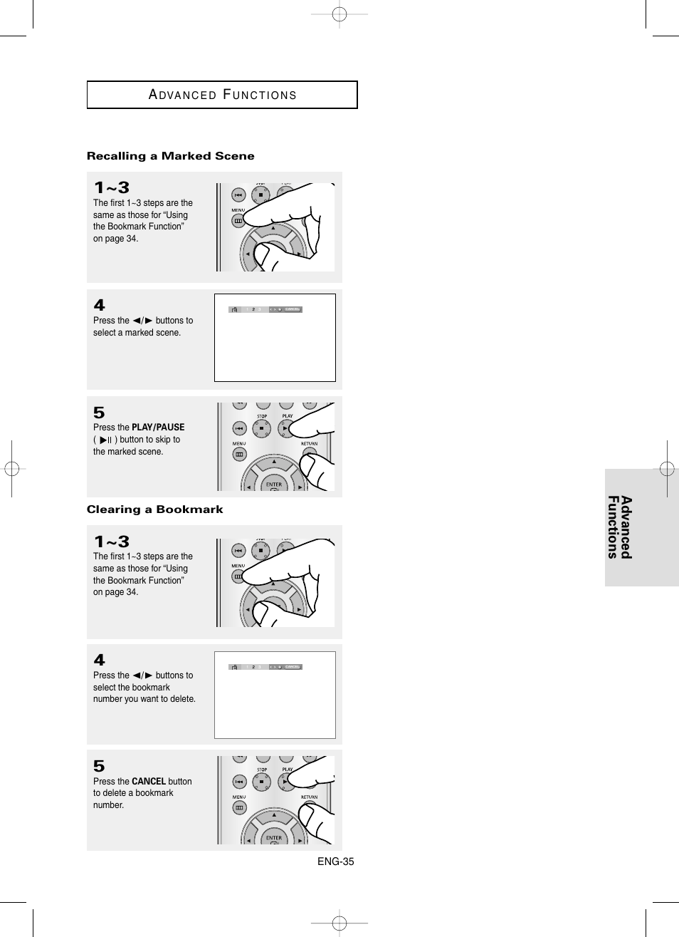 Advanced functions a | Samsung DVD-HD860 User Manual | Page 35 / 64