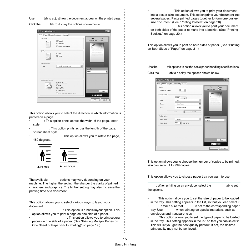 Basic tab, Paper tab | Samsung SCX-6545N Series User Manual | Page 155 / 190