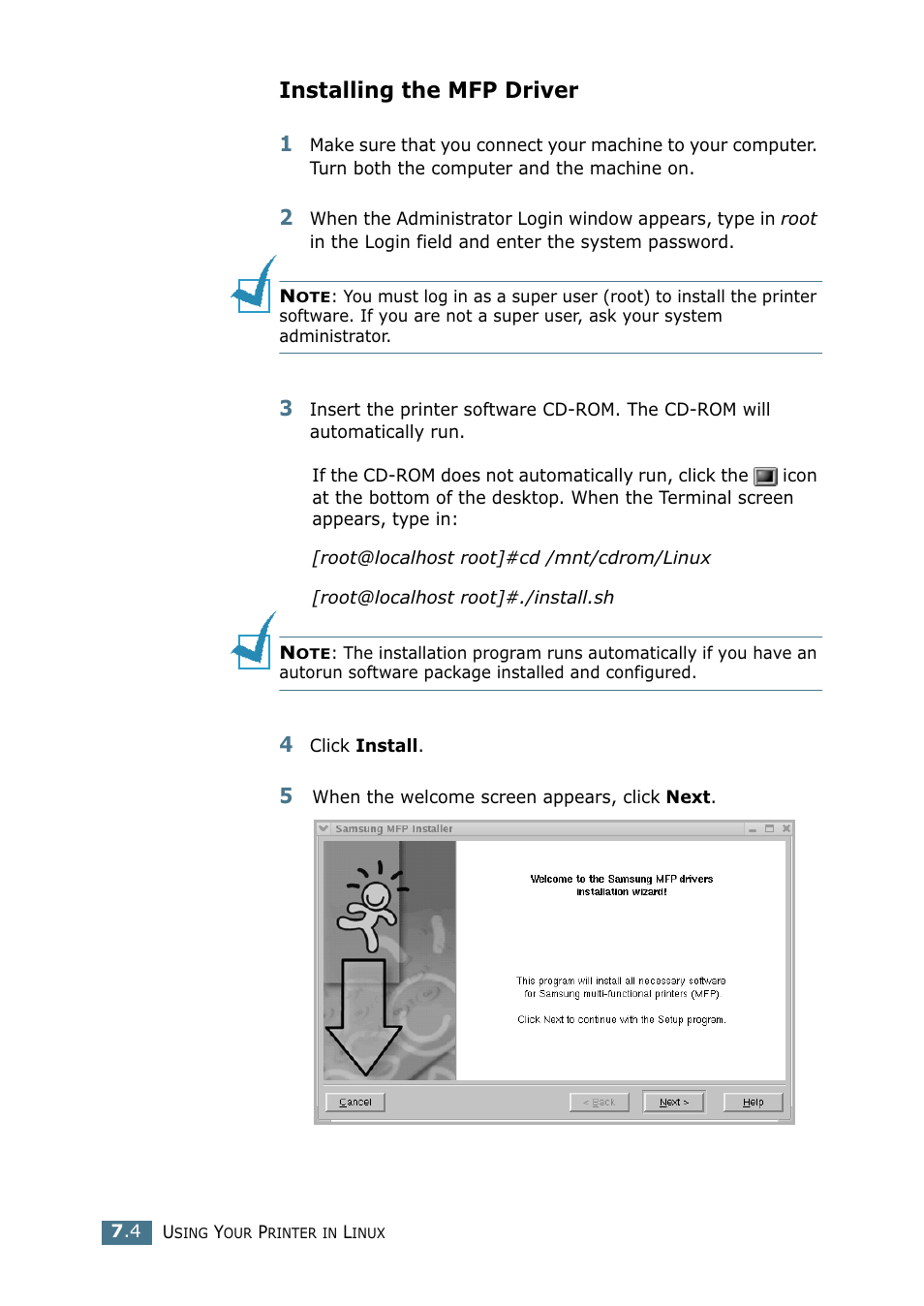 Installing the mfp driver | Samsung SF-755P User Manual | Page 149 / 219