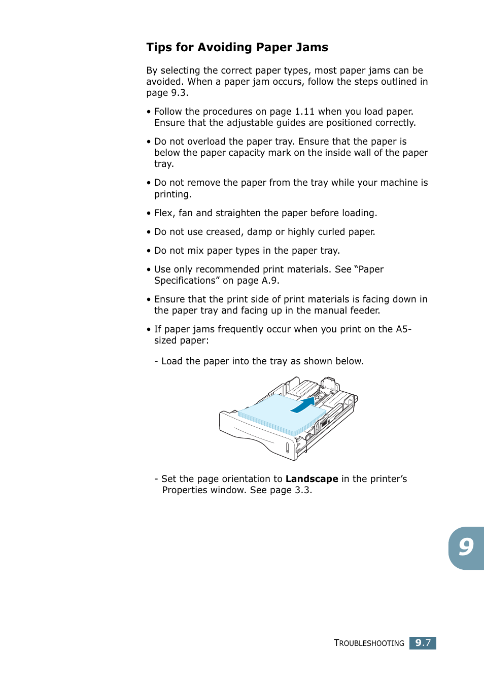 Tips for avoiding paper jams | Samsung SF-755P User Manual | Page 182 / 219