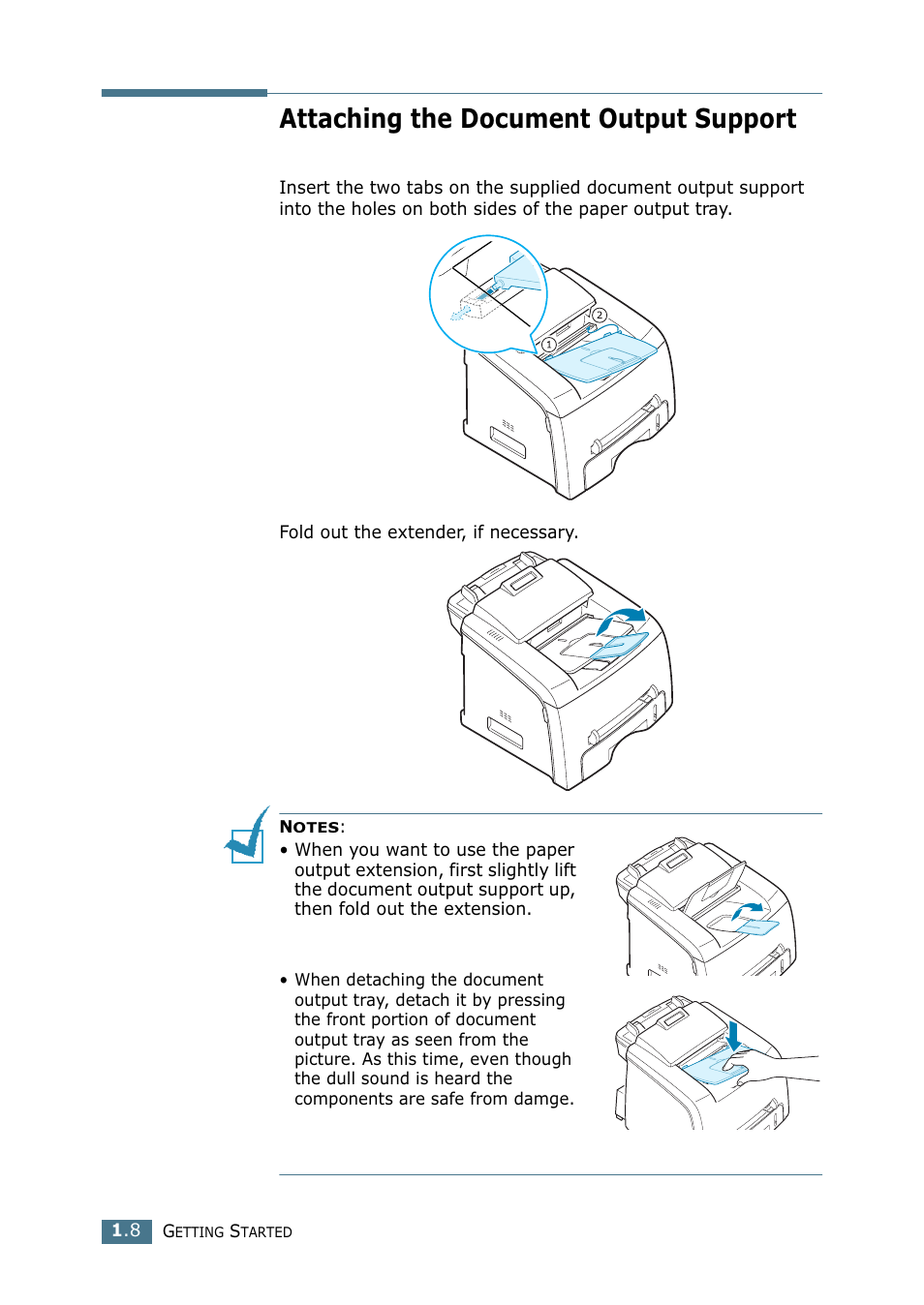 Attaching the document output support | Samsung SF-755P User Manual | Page 27 / 219