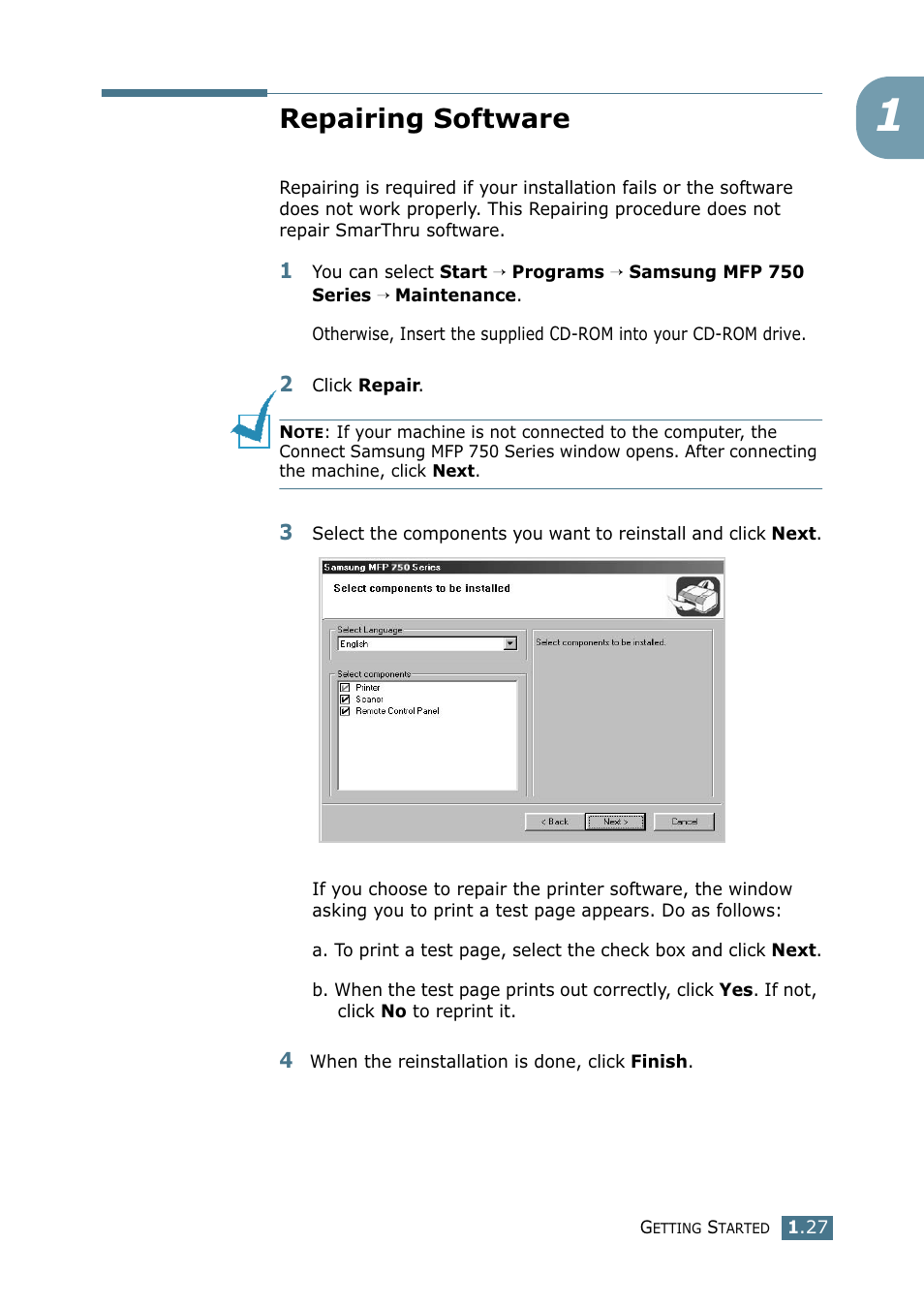 Repairing software | Samsung SF-755P User Manual | Page 46 / 219