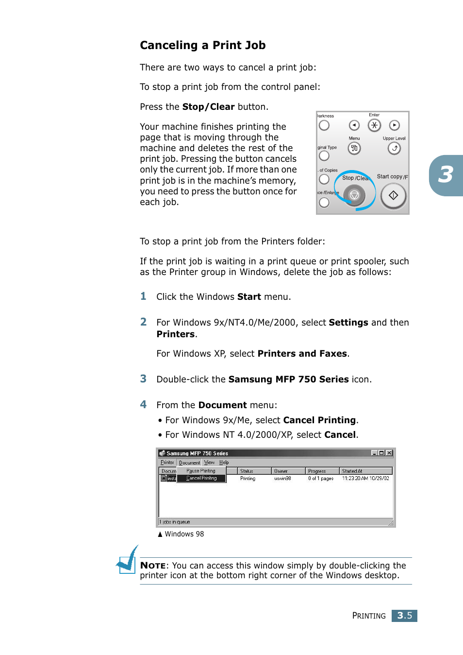 Canceling a print job | Samsung SF-755P User Manual | Page 74 / 219