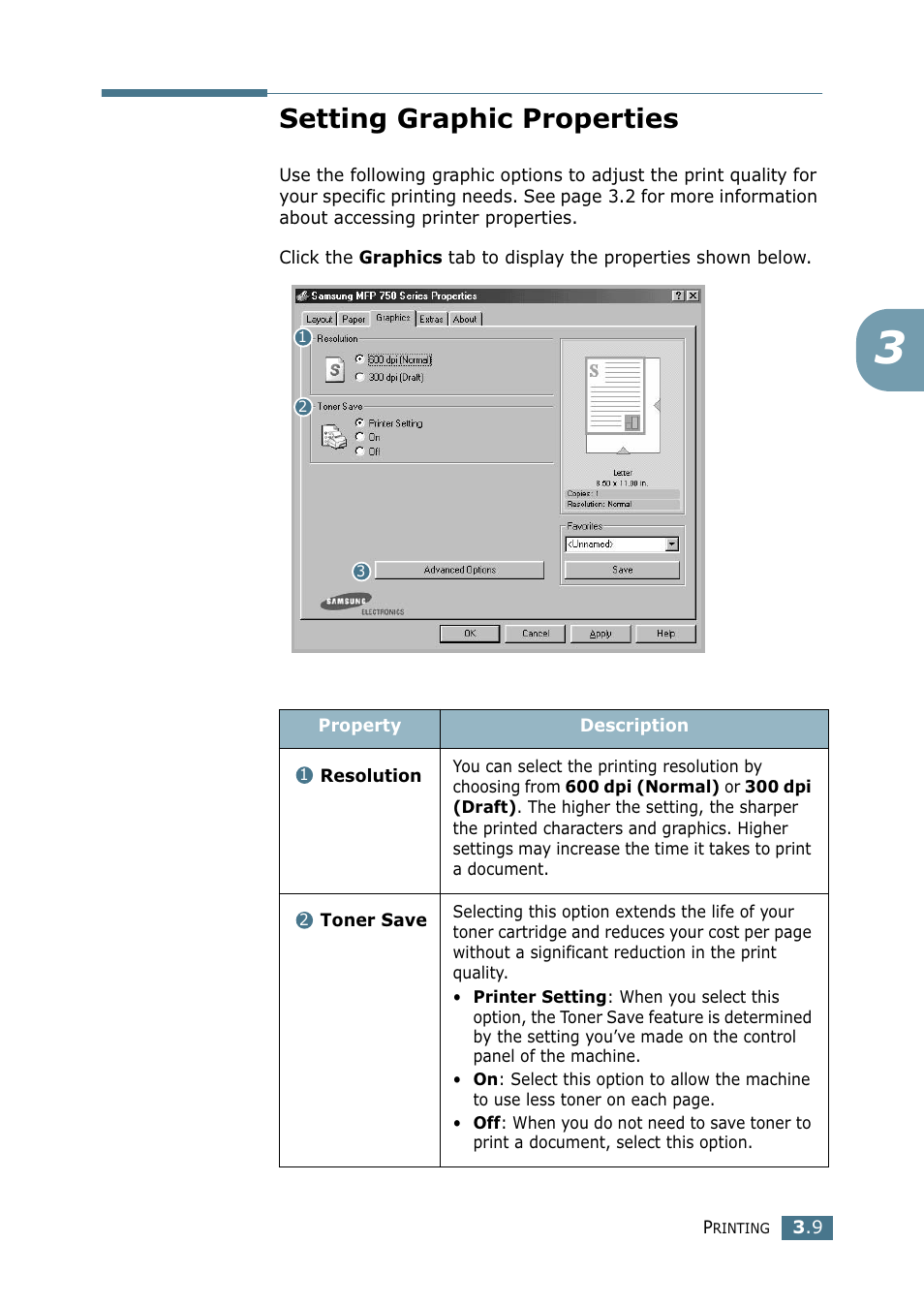Setting graphic properties | Samsung SF-755P User Manual | Page 78 / 219