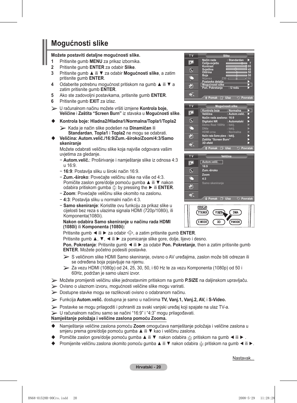 Mogućnosti slike | Samsung BN68-01528B-02 User Manual | Page 236 / 427