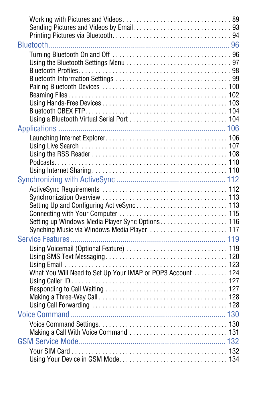 Samsung SPH-I325 User Manual | Page 6 / 164