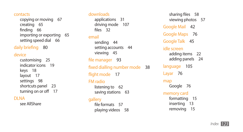 Samsung Galaxy 3 User Manual | Page 123 / 128
