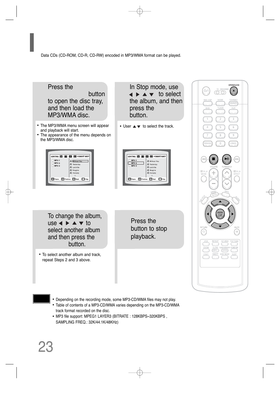 Mp3-cd playback 23 | Samsung AH68-01701V User Manual | Page 25 / 71