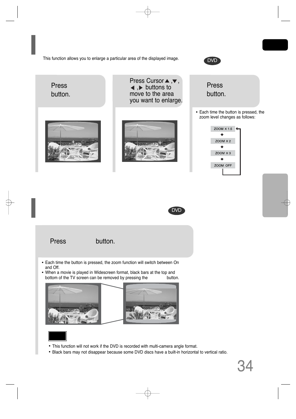 Zoom (screen enlarge) function ez view function | Samsung AH68-01701V User Manual | Page 36 / 71