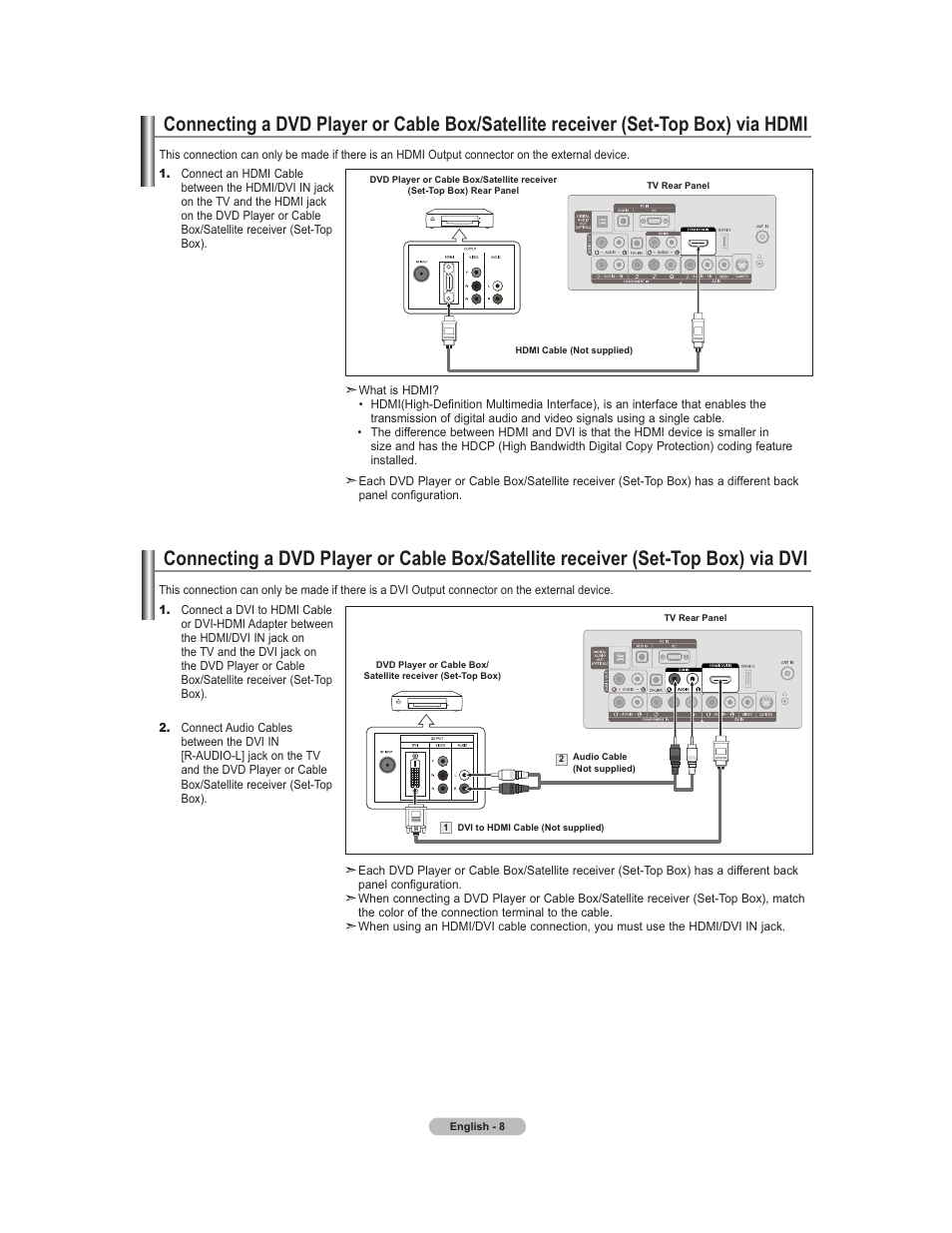 Hdmi / dvi sources | Samsung 451 User Manual | Page 10 / 81