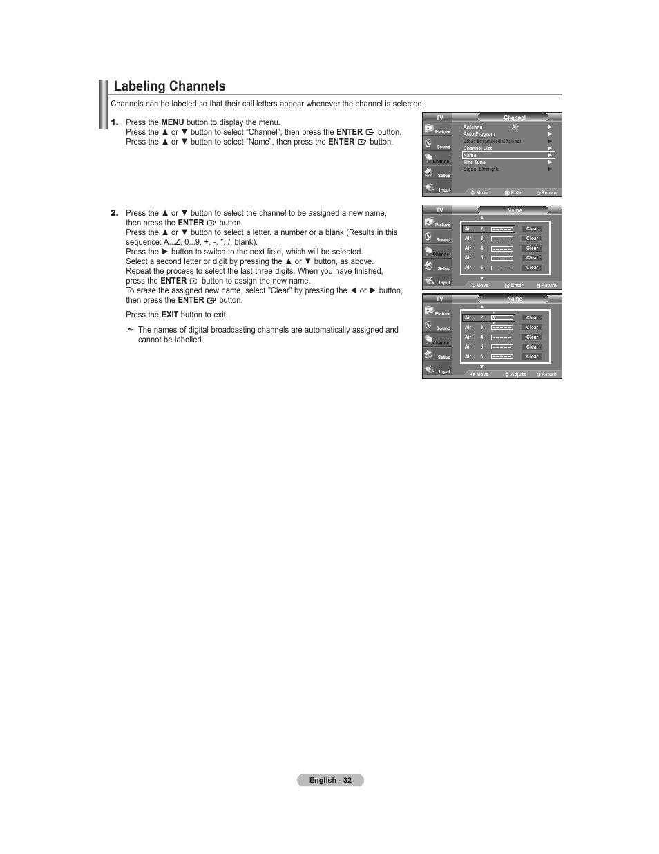 Labeling channels | Samsung 451 User Manual | Page 34 / 81