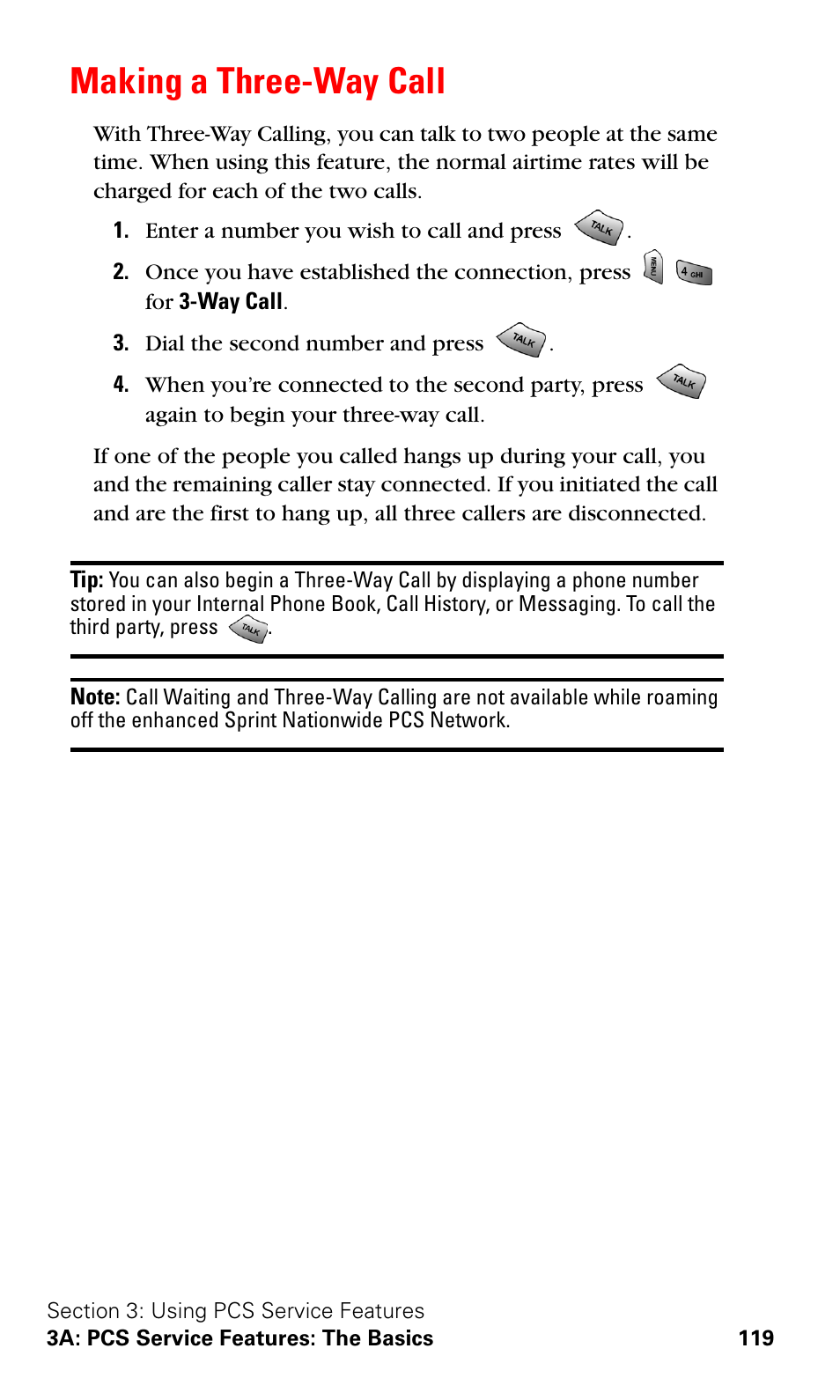 Making a three-way call | Samsung VGA1000 User Manual | Page 127 / 182