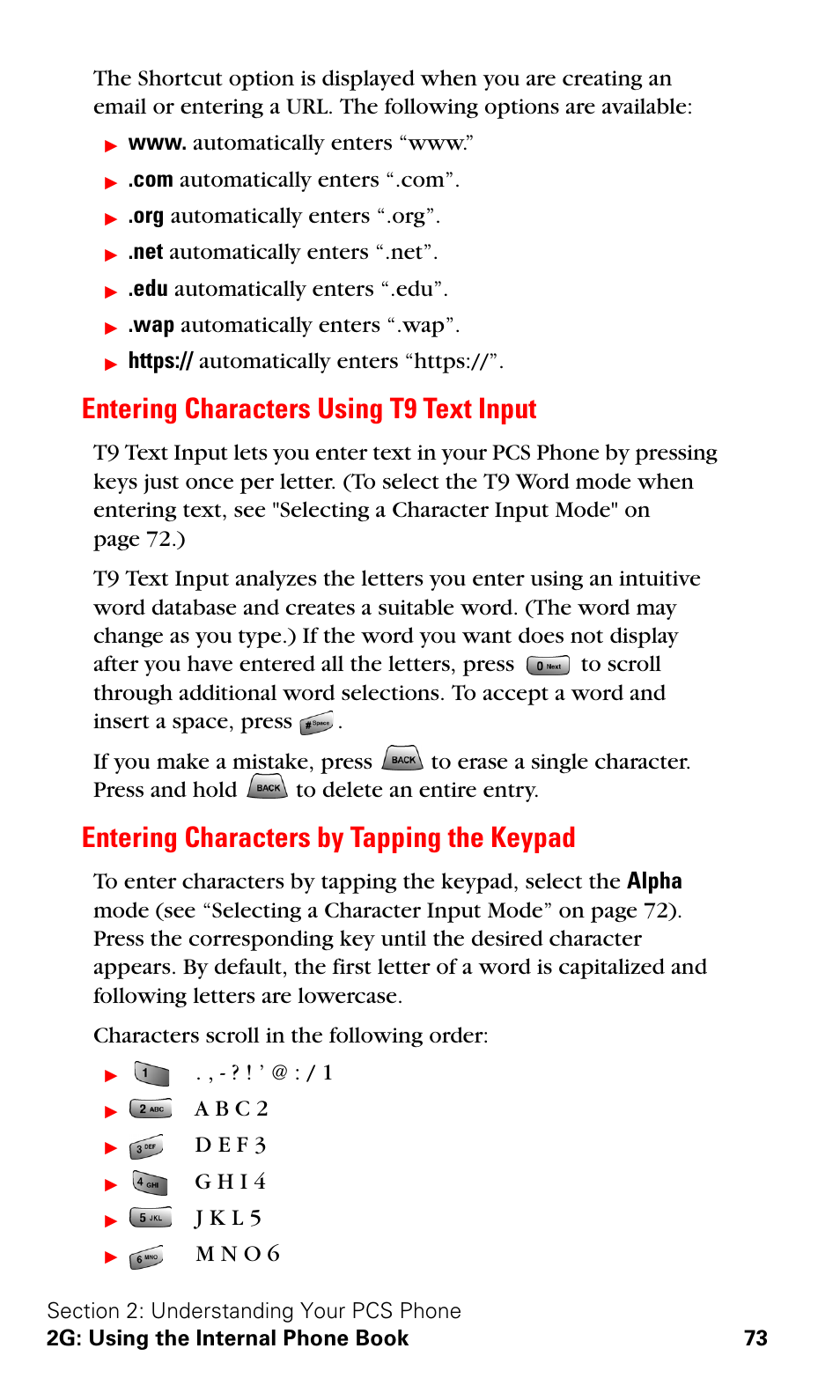 Entering characters using t9 text input, Entering characters by tapping the keypad | Samsung VGA1000 User Manual | Page 81 / 182