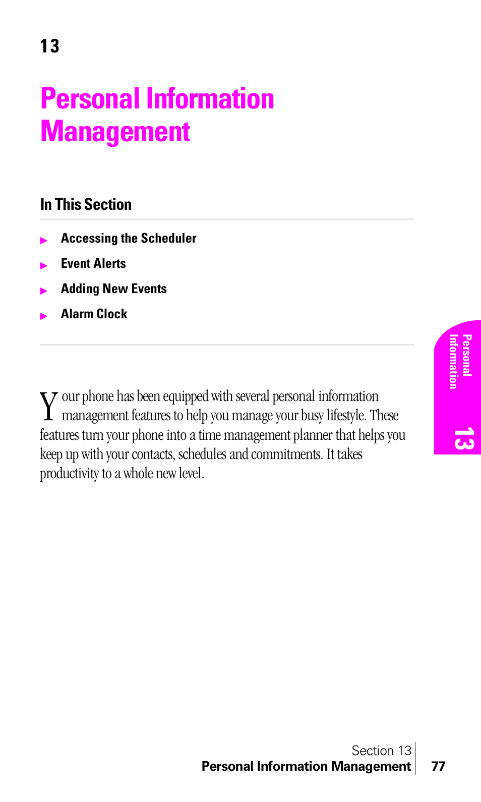 Personal information management | Samsung A460 User Manual | Page 79 / 129