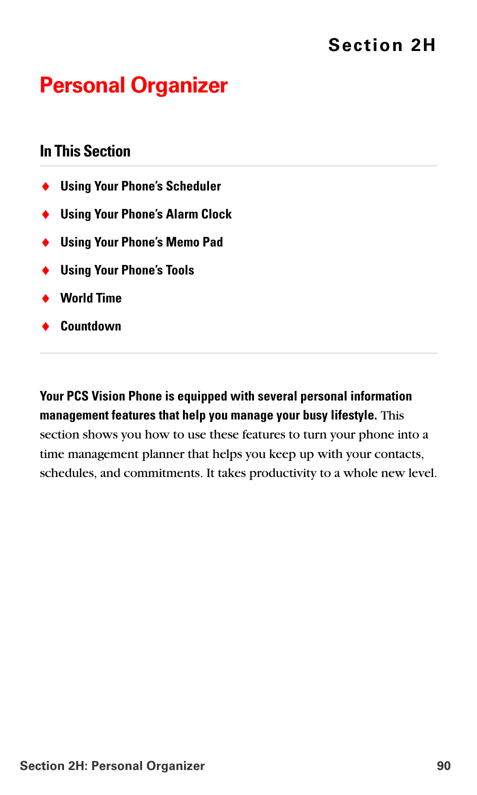 Personal organizer, 2h.personal organizer | Samsung VM-A680 User Manual | Page 98 / 224
